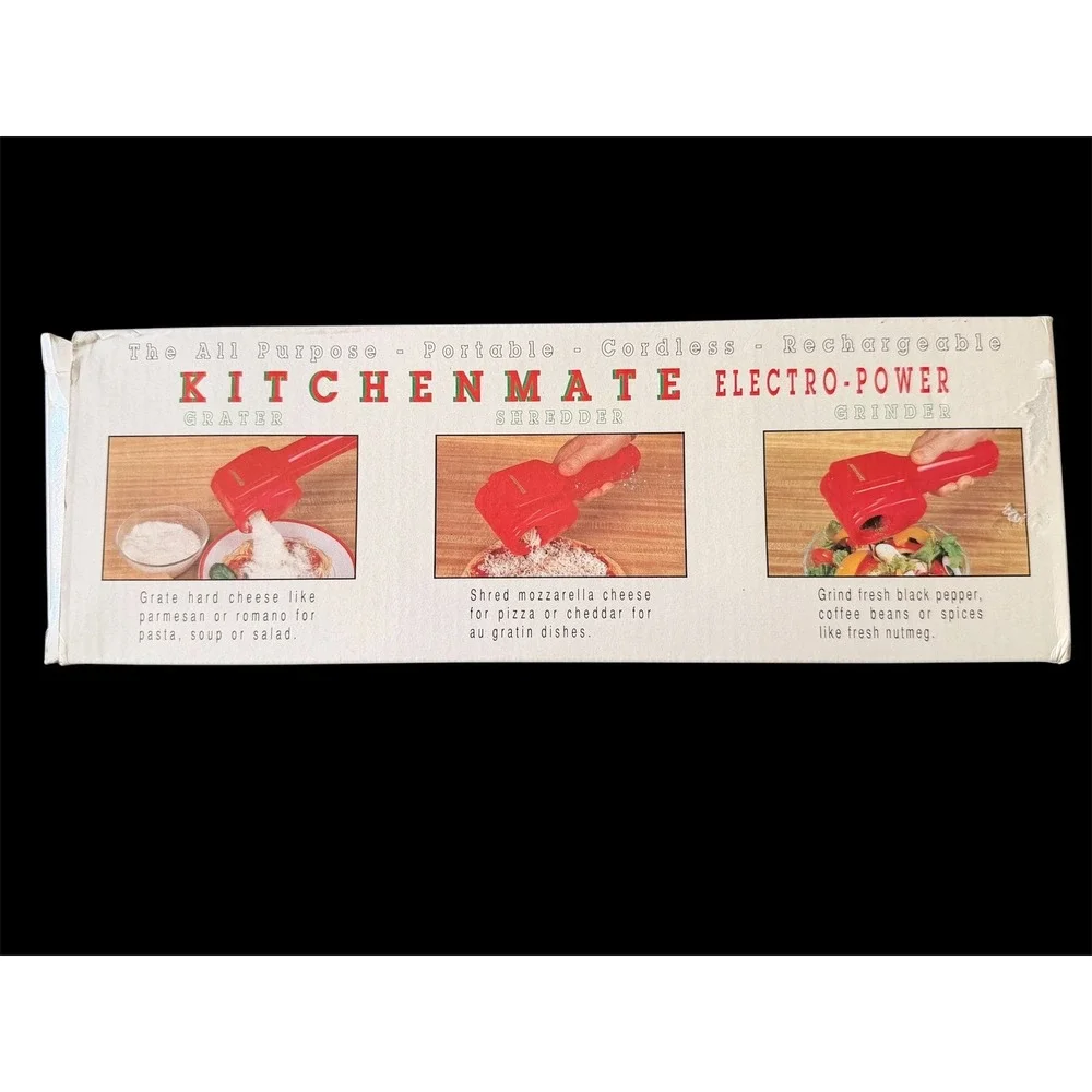 Kitchenmate Electro-Power Red Cordless Grater Shredder Grinder As Seen On TV